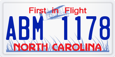 NC license plate ABM1178