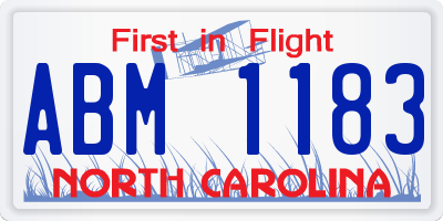 NC license plate ABM1183