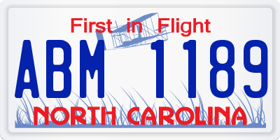 NC license plate ABM1189