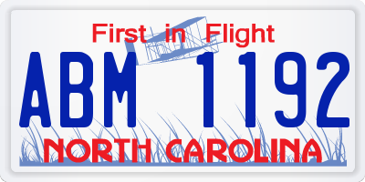 NC license plate ABM1192