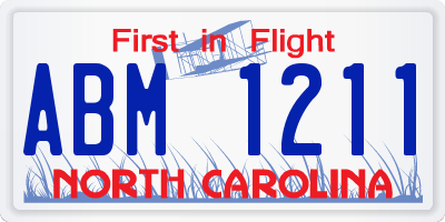 NC license plate ABM1211