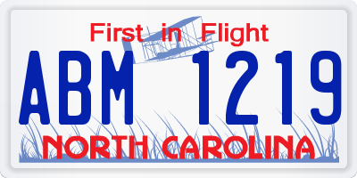 NC license plate ABM1219