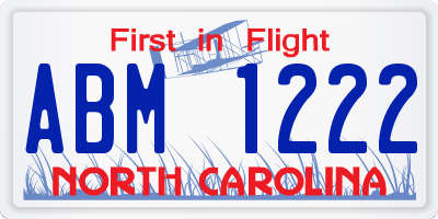 NC license plate ABM1222