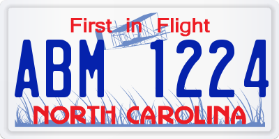NC license plate ABM1224