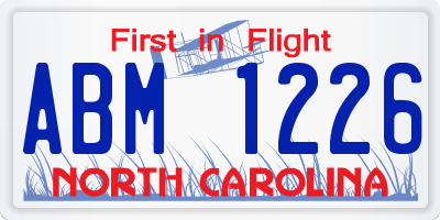 NC license plate ABM1226