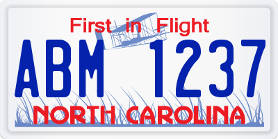NC license plate ABM1237
