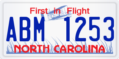 NC license plate ABM1253