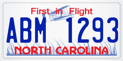 NC license plate ABM1293