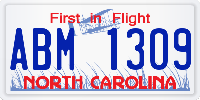 NC license plate ABM1309