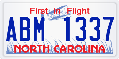 NC license plate ABM1337
