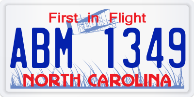 NC license plate ABM1349