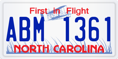 NC license plate ABM1361