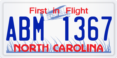 NC license plate ABM1367