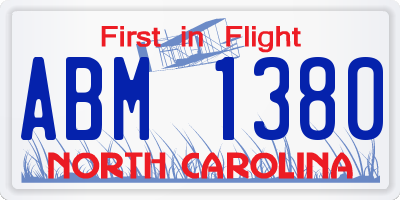 NC license plate ABM1380
