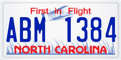 NC license plate ABM1384
