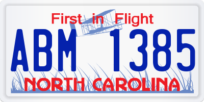 NC license plate ABM1385