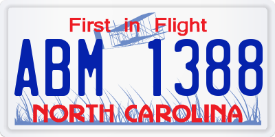NC license plate ABM1388