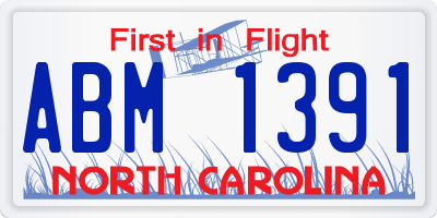 NC license plate ABM1391
