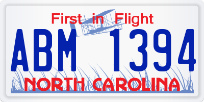 NC license plate ABM1394