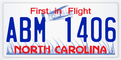 NC license plate ABM1406