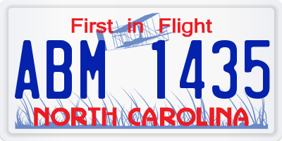 NC license plate ABM1435