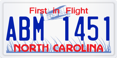 NC license plate ABM1451