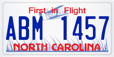 NC license plate ABM1457