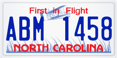 NC license plate ABM1458
