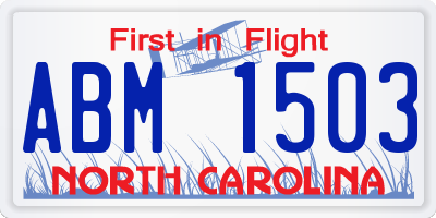 NC license plate ABM1503