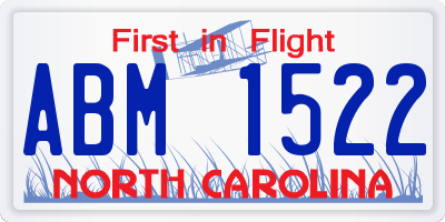 NC license plate ABM1522