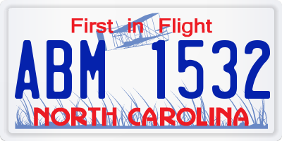 NC license plate ABM1532
