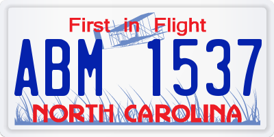 NC license plate ABM1537
