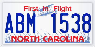 NC license plate ABM1538