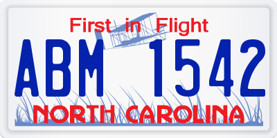 NC license plate ABM1542