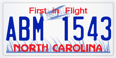 NC license plate ABM1543
