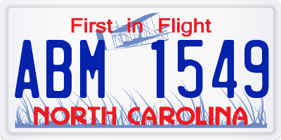 NC license plate ABM1549