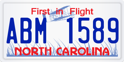 NC license plate ABM1589