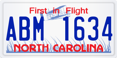 NC license plate ABM1634