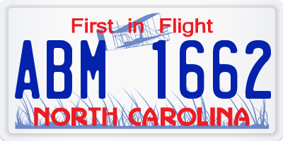 NC license plate ABM1662