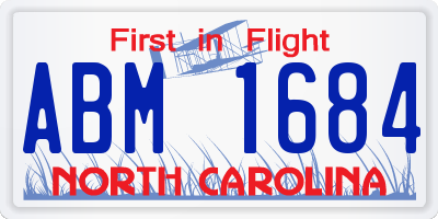NC license plate ABM1684