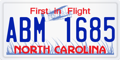 NC license plate ABM1685