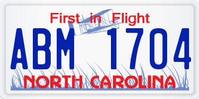 NC license plate ABM1704
