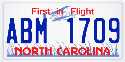 NC license plate ABM1709