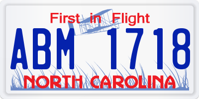 NC license plate ABM1718