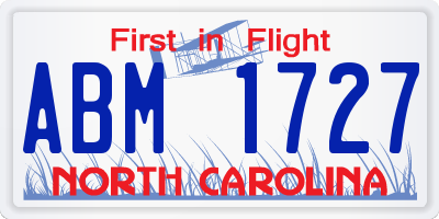 NC license plate ABM1727