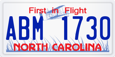 NC license plate ABM1730