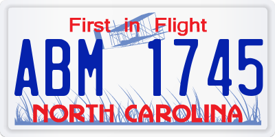 NC license plate ABM1745