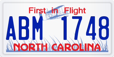 NC license plate ABM1748