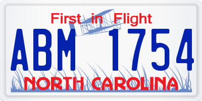 NC license plate ABM1754