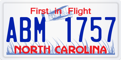 NC license plate ABM1757